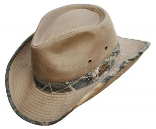   Oak Men Cotton Tan Outback Safari Hat Cowboy Camo Hunting Fishing Cap