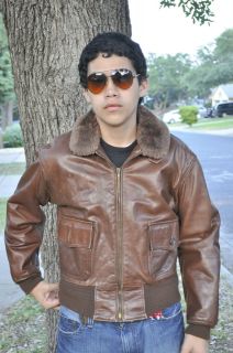   Lauren Polo Brown Leather Bomber Pilots Flight Jacket Shearling Collar