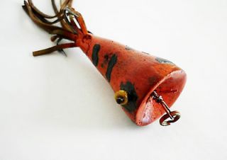 VINTAGE SQUID FISHING LURE HAND MADE PAINTED WOODEN NW FOLK ART 