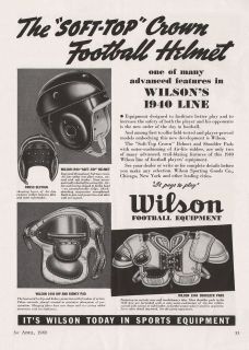 Vintage 1930s,40s,50s WILSON FOOTBALL HELMETS Print Ads