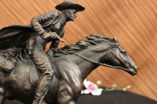   Bronze Metal art cowboy statue BRONCO BUSTER on marble After Remington