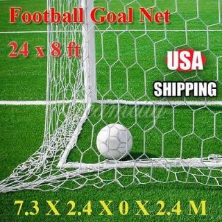 Full Size 24x 8ft Soccer Football Goal Post Nets Straight Flat Back 7 