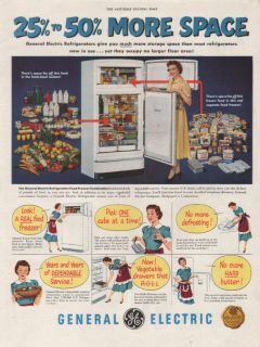   GENERAL ELECTRIC REFRIGERATOR FREEZER 25 TO 50 MORE SPARCE PRINT AD