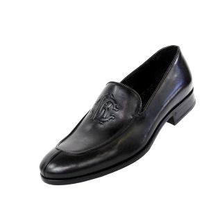 Roberto Cavalli Mens Black Dress Shoes Leather Slip On 6451 Calf Nero 
