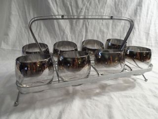 Vintage Silver Fade Roly Poly Mid Century Mad Men Drinking Glasses w 