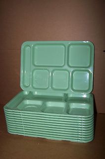12 SILITE PALE GREEN 10 X 14 DIVIDED 6 COMPARTMENT LUNCH TRAY NEW