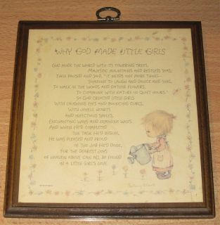   Hallmark BETSEY CLARK Wooden Plaque Poem  Why God Made Little Girls