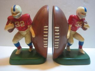  1977 Football Players Book Ends Ceramic Vintage