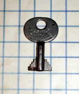 Antique Vtg old Eagle PYCMS flat skeleton key padlock lock Co Cabinet 