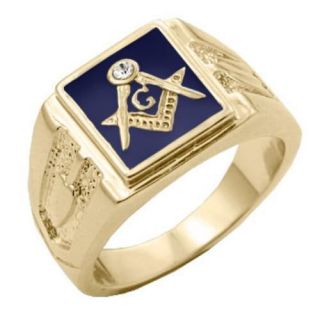 new 14kt gold overlay blue masonic mason ring sizes 8