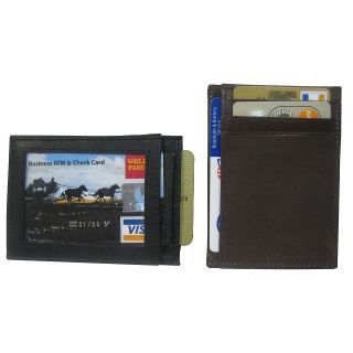 Super Slim Front Pocket Wallet Card Case ID Holder Genuine Leather 7 