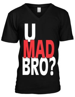 You Mad BRO?Friendship Friends Mens V neck shirt Funny Bold 