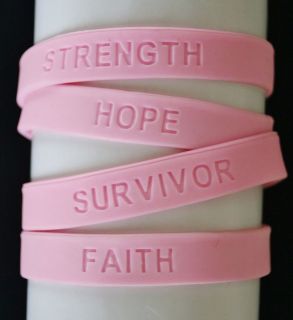NEW PINK Breast Cancer Awareness Inspirational Rubber Bracelet 