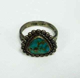   Sterling Silver Turquoise Ring Size Womens Sz 6 1/2 Letter G Mark