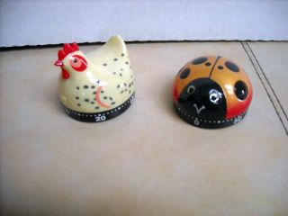 Whimsical Kitchen Timer Chicken or Lucky Lady Bug Farm Time out 60 