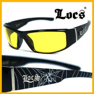 Locs Mens Sunglasses Gangsta Sport   Spider Yellow LC57