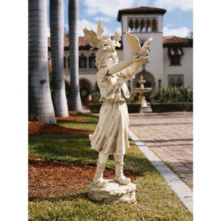   San Marcos Little Bird Lover Girl Garden Sculpture Patio Statue
