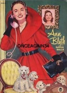 VINTAGE UNCUT 1952 ANN BLYTH PAPER DOLLS REPRODUCTION~G​REAT HTF 
