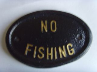 NO FISHING HOUSE SIGN POND GARDEN GNOME PLAQUE