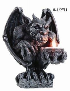 Gothic Squatting Gargoyle Candleholder Statue Desktop 8 Figurine Faux 