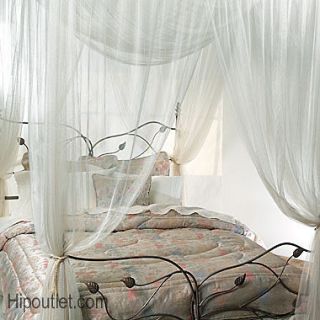 MYSTERE IVORY 4 Corner Canopy Mosquito Net Queen King