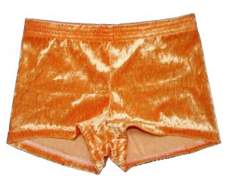 Girls Orange Velvet Lycra Bike Shorts, Dance Jazz Tap Funk Gymnastics