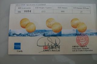 HONG KONG PURE 24ct GOLD COIN RETURN TO CHINA 1997 999 PROOF Rare set 