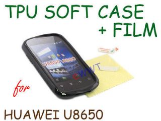 Black Hybrid TPU Soft Cover Case+Film for Huawei Ideos Sonic U8650 