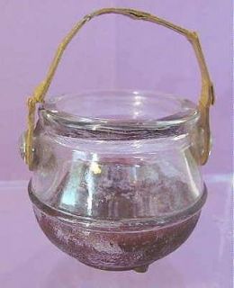 Vintage Small Glass Figural Kettle GYPSY POT CANDY Container