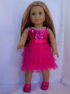   Sequin/Tulle Dress w/Deep Sequin Flats Doll Clothes fit American Girl
