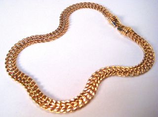 Vintage Monet Gold Tone Braided Choker Necklace *