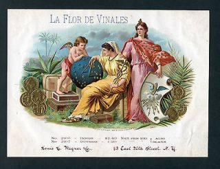   DE VINALES CIGAR LABEL  LOUIS C. WAGNER & CO. 1892 GOLD COINS WOMEN