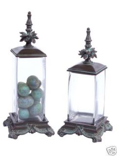 15 Glass Decorative Bronze Kitchen Canister Set of (2)