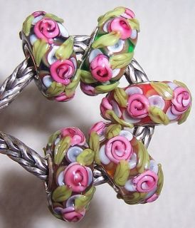 Special Flowers Murano Glass Beads fit European Charm Bracelet CC