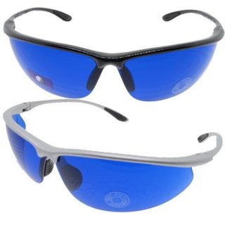 Mens Golf Sport Wrap Sunglasses with Special Blue Tint Golfing Lens