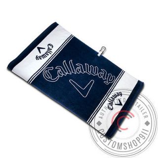 Callaway Golf Player Towel Blue 100% cotton Carabiner Clip Attachment 