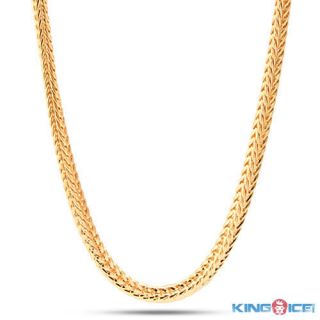 4mm Mens Hip Hop 14K Yellow Gold Plated Franco Chain Necklace