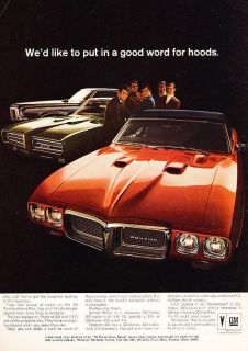 1969 Pontiac GTO Firebird Grand Prix Color Vintage Advertisement Ad 