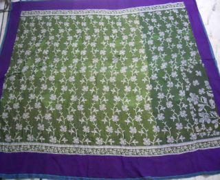 Vintage Kantha Quilt Throw Blanket Reversible Green Pink Queen 100 