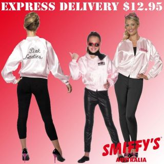 WOMENS/GIRLS LICENSED GREASE PINK LADIES SMIFFYS FANCY DRESS COSTUMES 