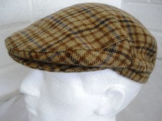 NEW Irish Wool Tweed Flat Cap Brown Blue Peaked Hat from Ireland