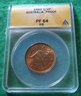 1960 Australia Proof Half Penny   ANACS Proof 64   RARE   Free 