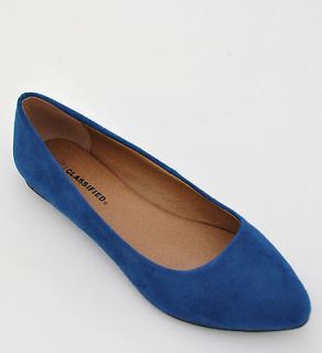 CITY CLASSIFIED SADLER S OCEAN BLUE SUEDE POINTED TOE SLIP ON FLATS