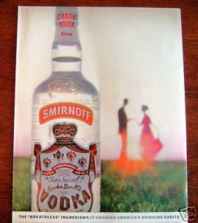 1960 Smirnoff Vodka Ad Large Bottle of Vodka