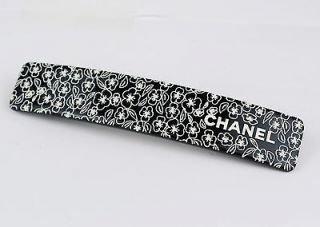 Authentic CHANEL Black Barrette Hair Clip White Hibiscus 06 C Made in 