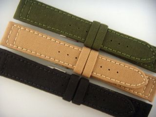 Hadley Roma Genuine Cordura® Watch Band Strap Black Sand Green 18mm 