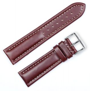   Genuine Leather Contrast Stitch Brown Watch Band Strap fits BREITLING