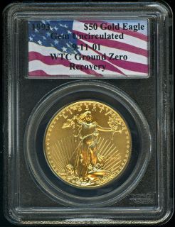 50 1993 AMERICAN GOLD EAGLE WTC GROUND ZERO RECOVERY 9 11 ** PCGS GEM 