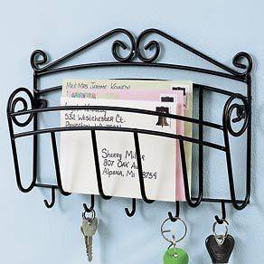   iron wall mount mail Letter Magazine Key holder hook office organizer