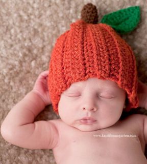 ILC CUSTOM Crochet PUMPKIN BABY HAT Photo Prop ~ FALL HALLOWEEN